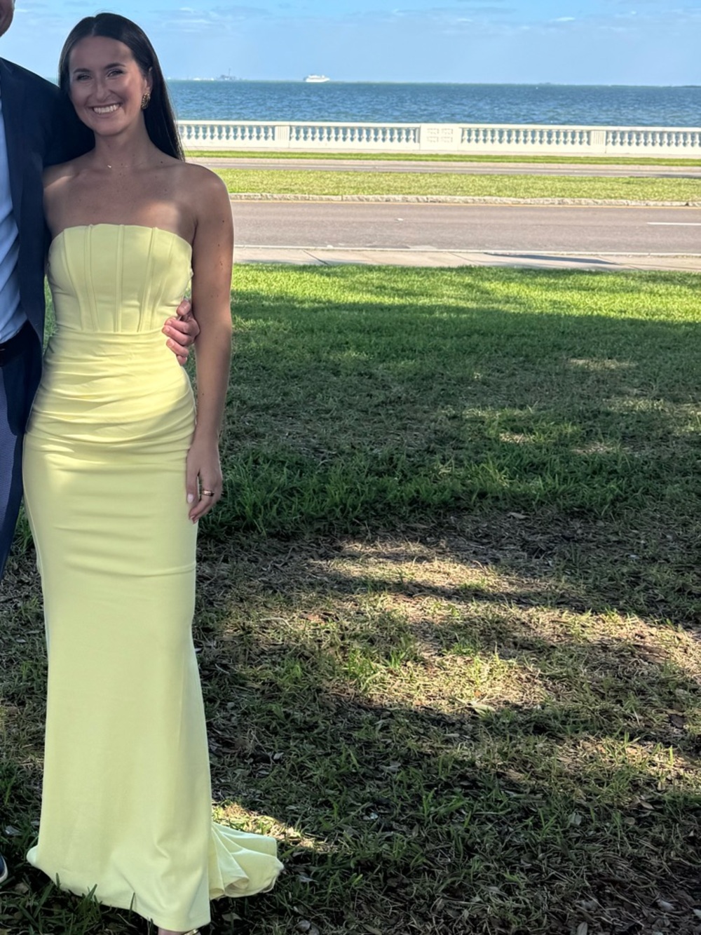 Lulu's Strapless Lemon Yellow Mermaid Gown - Picture 2 of 7